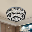 Modern Led Semi Flush Crystal Ceiling Light Fixture In Stainless Steel Frame Stainless - Steel