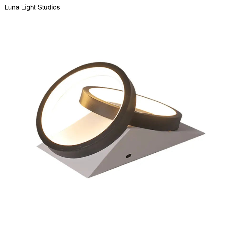 Modern Led Semi Flush Mount Ceiling Light With Metallic Rings In Warm/White Glow