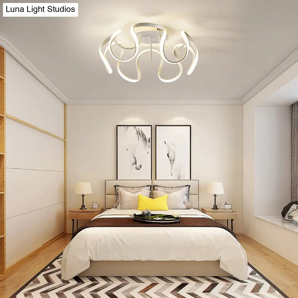 Modern Led Semi Flush Mount Ceiling Light With Seamless Curves - Ideal For Bedrooms