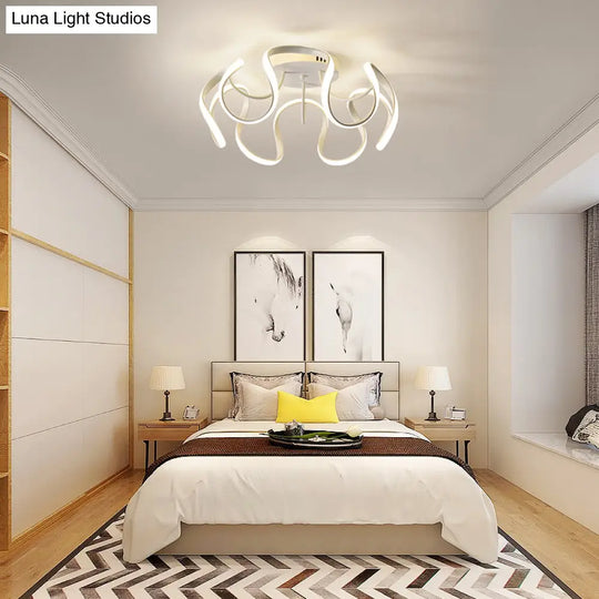 Modern Led Semi Flush Mount Ceiling Light With Seamless Curves - Ideal For Bedrooms