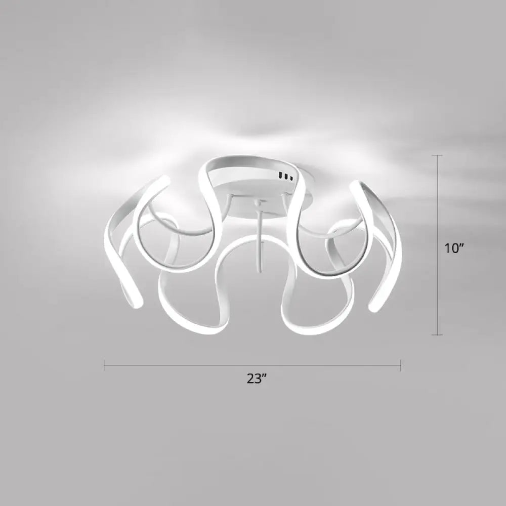 Modern Led Semi Flush Mount Ceiling Light With Seamless Curves - Ideal For Bedrooms White /