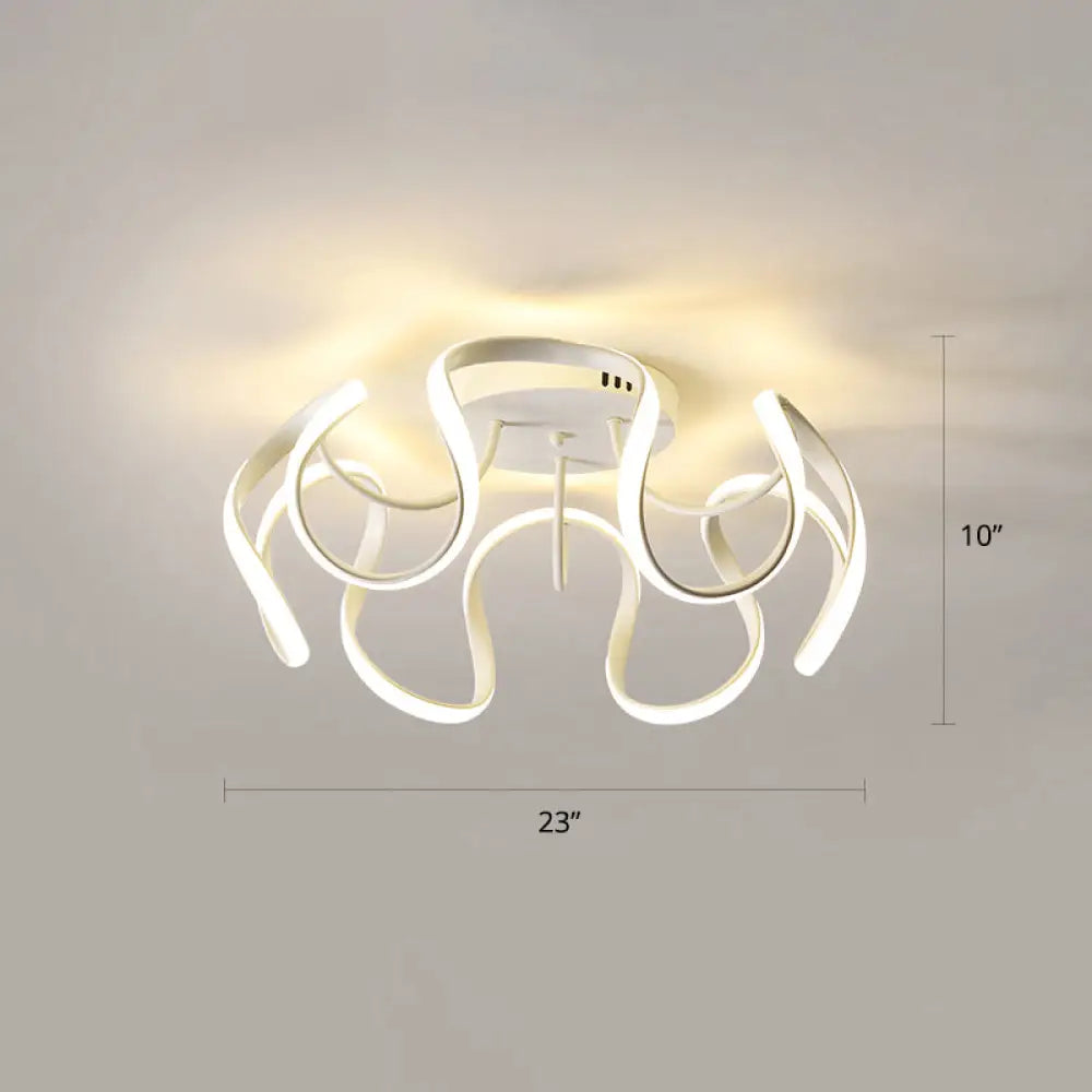 Modern Led Semi Flush Mount Ceiling Light With Seamless Curves - Ideal For Bedrooms White / Warm