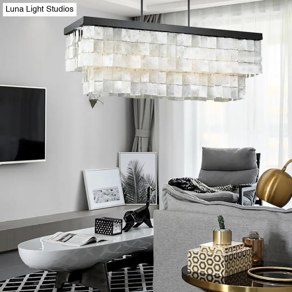 Modern Led Shell Black Island Light Fixture For Living Room