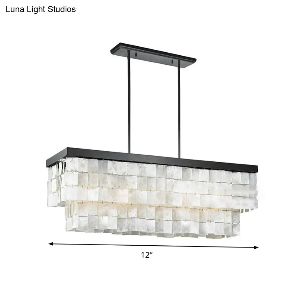 Modern Led Shell Black Island Light Fixture For Living Room