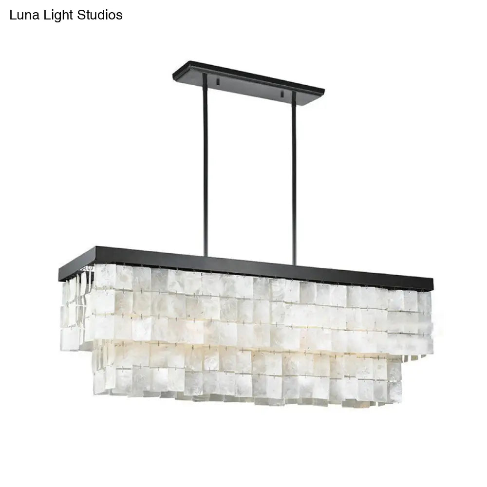 Modern Led Shell Black Island Light Fixture For Living Room