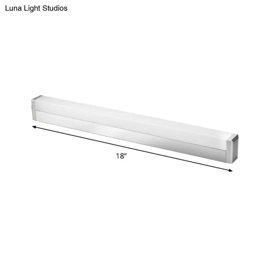 Modern Led Silver Vanity Wall Sconce Light In Warm/White For Bathroom