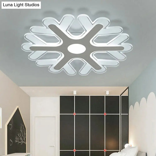 Modern Led Snowflake Ceiling Light For Kids Bedrooms White / 16.5