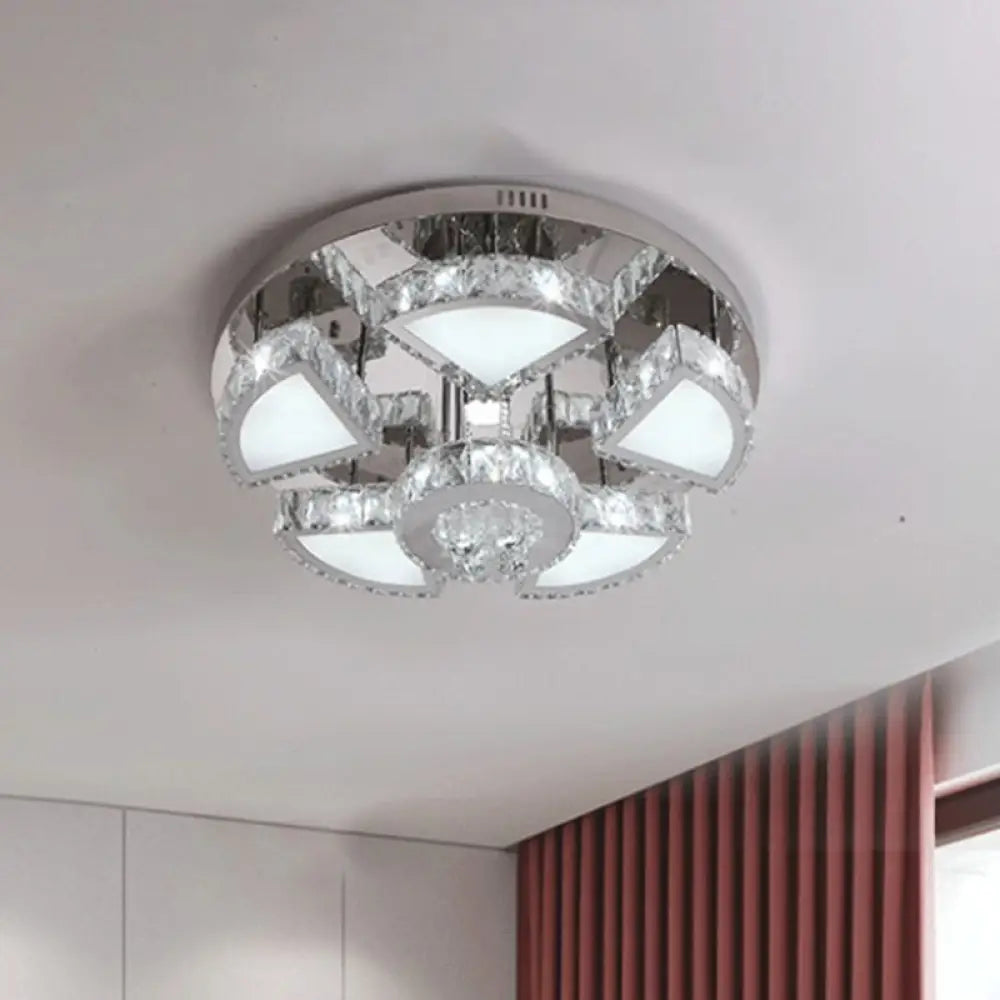 Modern Led Spotlight With Waterfall Crystal Shade For Bedroom Ceiling In Chrome 24’/31.5’ W / 24’