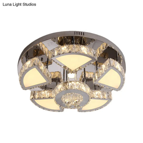 Modern Led Spotlight With Waterfall Crystal Shade For Bedroom Ceiling In Chrome 24’/31.5’ W