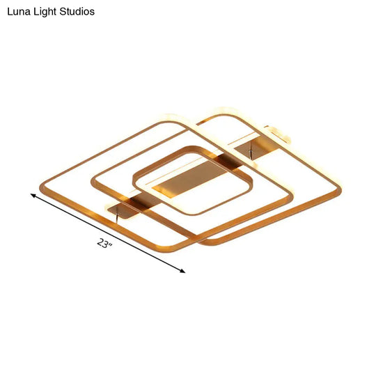 Modern Led Square Ceiling Light In Warm/White For Bedroom - Gold Finish