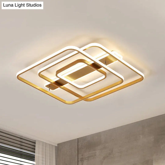 Modern Led Square Ceiling Light In Warm/White For Bedroom - Gold Finish