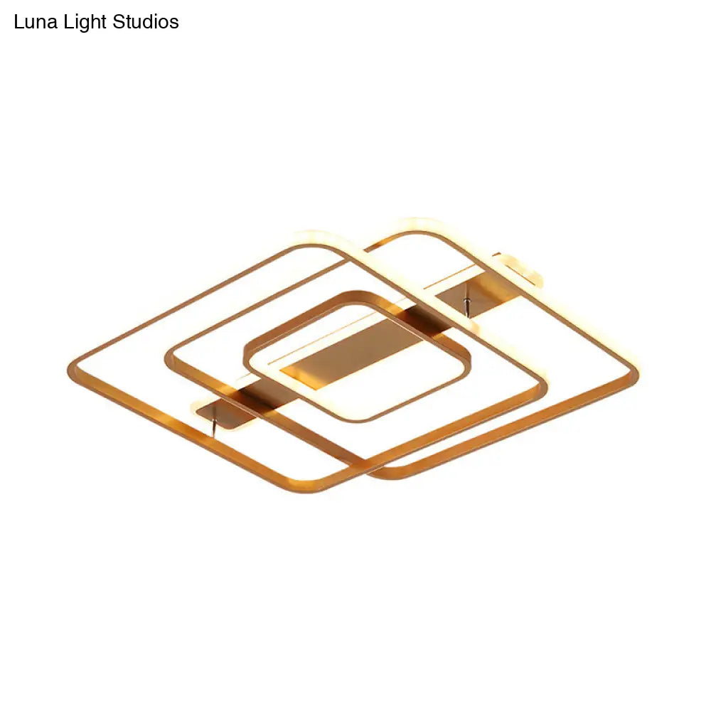 Modern Led Square Ceiling Light In Warm/White For Bedroom - Gold Finish