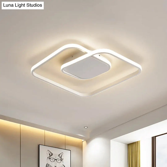 Modern Led Square Flush Ceiling Light In White/Black/Gold For Bedroom Acrylic Design Warm/White