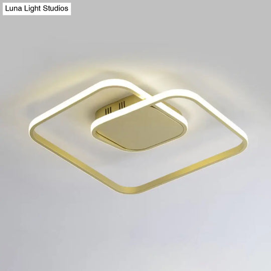 Modern Led Square Flush Ceiling Light In White/Black/Gold For Bedroom Acrylic Design Warm/White