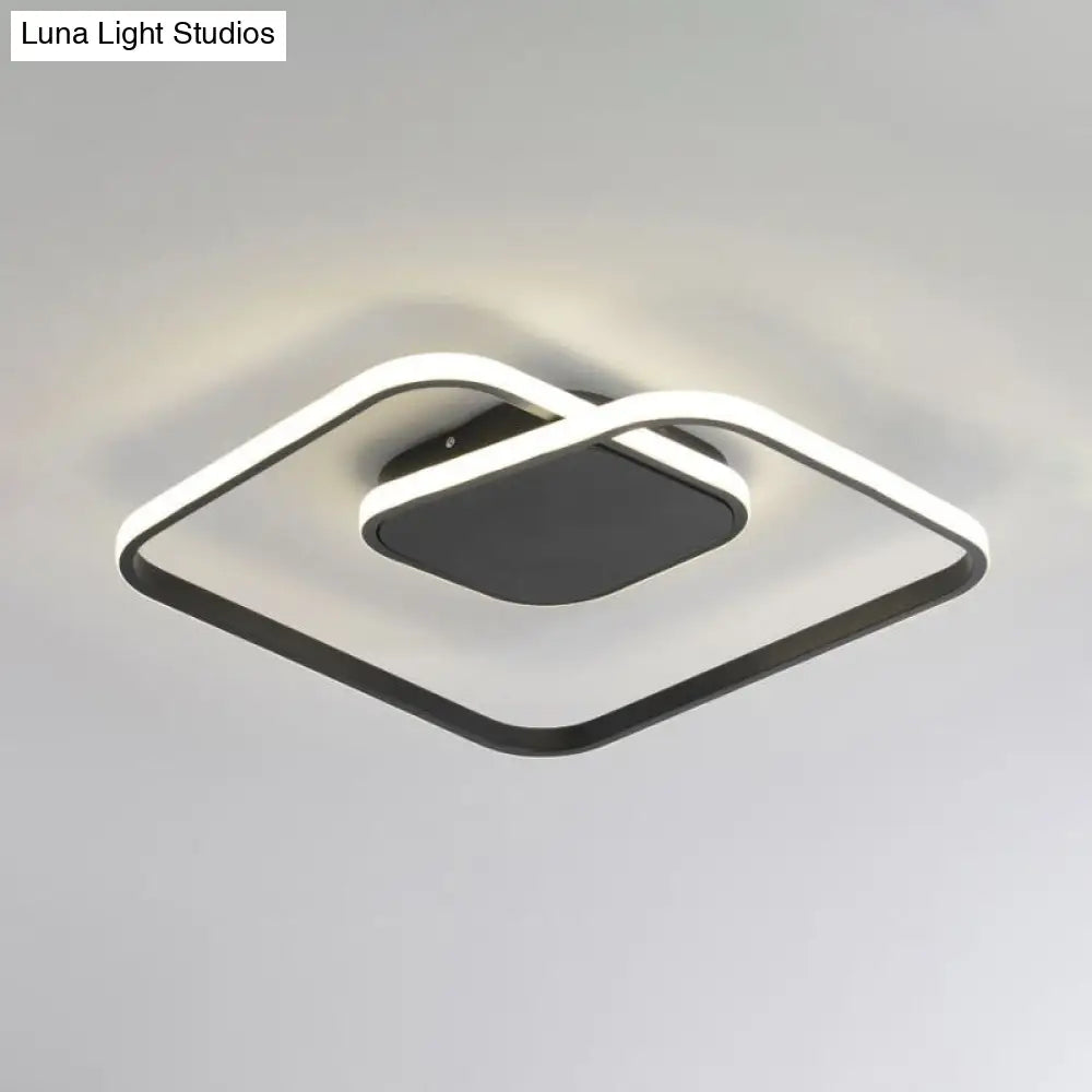 Modern Led Square Flush Ceiling Light In White/Black/Gold For Bedroom Acrylic Design Warm/White