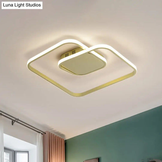 Modern Led Square Flush Ceiling Light In White/Black/Gold For Bedroom Acrylic Design Warm/White Gold