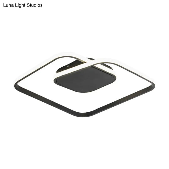 Modern Led Square Flush Ceiling Light In White/Black/Gold For Bedroom Acrylic Design Warm/White