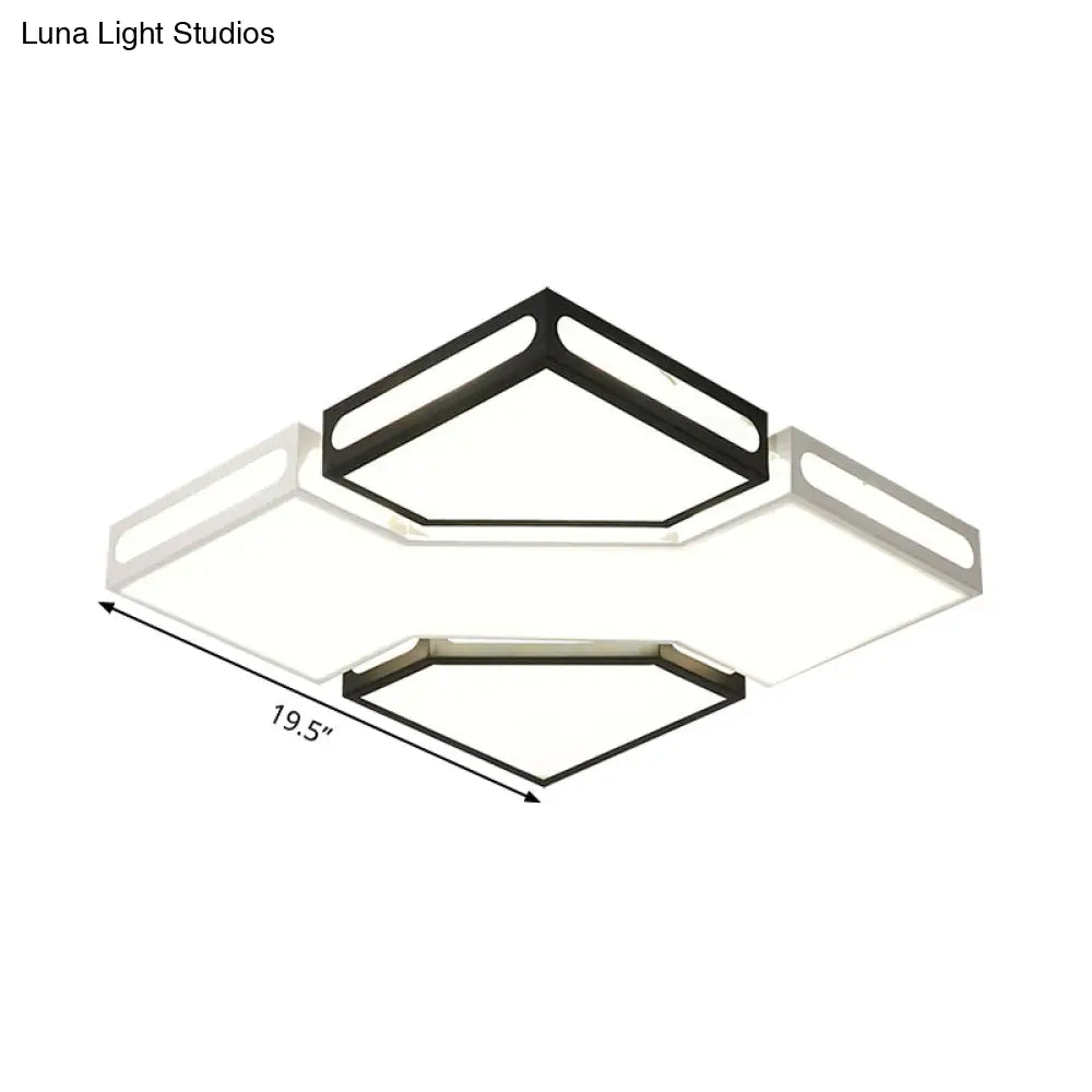 Modern Led Square Flush Lamp With Acrylic Ceiling Light Fixture - Black And White Design White/3