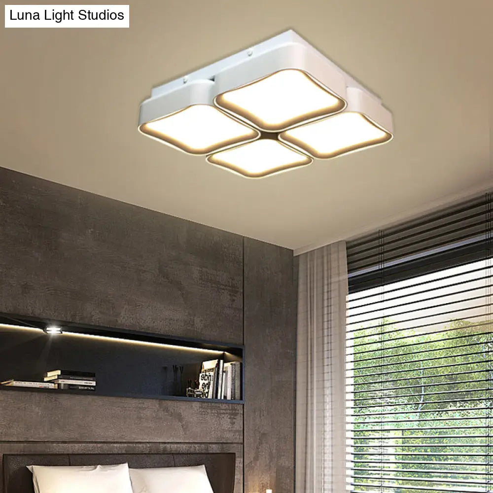 Modern Led Square Flush Mount Bedroom Ceiling Light In 3 Color Options