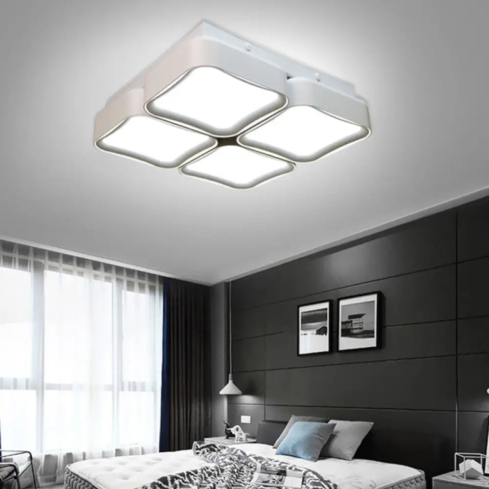 Modern Led Square Flush Mount Bedroom Ceiling Light In 3 Color Options White