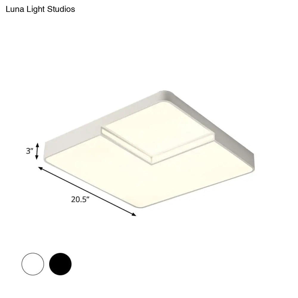 Modern Led Square Flush Mount Ceiling Light Fixture - White/Black White/Warm (16.5’/20.5’ W)