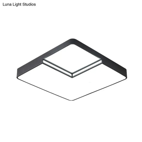 Modern Led Square Flush Mount Ceiling Light Fixture - White/Black White/Warm (16.5’/20.5’ W)