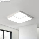 Modern Led Square Flush Mount Ceiling Light Fixture - White/Black White/Warm (16.5’/20.5’ W)