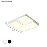 Modern Led Square Flush Mount Ceiling Light Fixture - White/Black White/Warm (16.5’/20.5’ W)