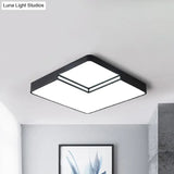 Modern Led Square Flush Mount Ceiling Light Fixture - White/Black White/Warm (16.5’/20.5’ W)