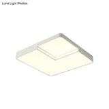 Modern Led Square Flush Mount Ceiling Light Fixture - White/Black White/Warm (16.5’/20.5’ W)