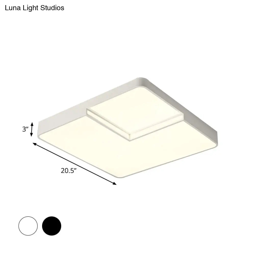 Modern Led Square Flush Mount Ceiling Light Fixture - White/Black White/Warm (16.5/20.5 W)