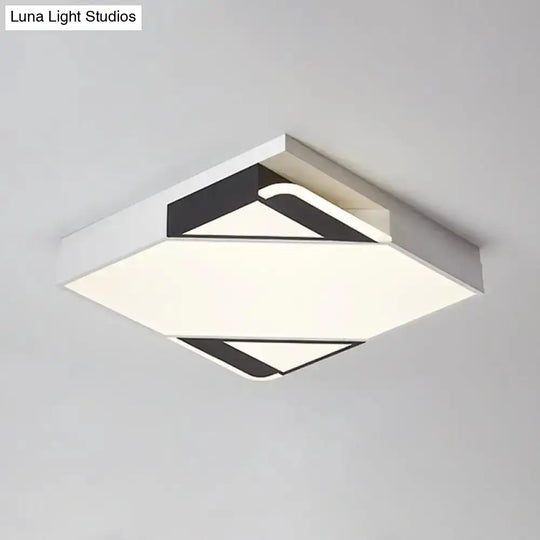 Modern Led Square/Rectangle Flush Mount Ceiling Light In White/3 Color Options - Ideal For Bedrooms