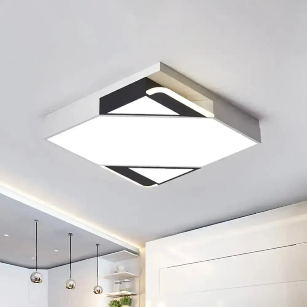 Modern Led Square/Rectangle Flush Mount Ceiling Light In White/3 Color Options - Ideal For Bedrooms