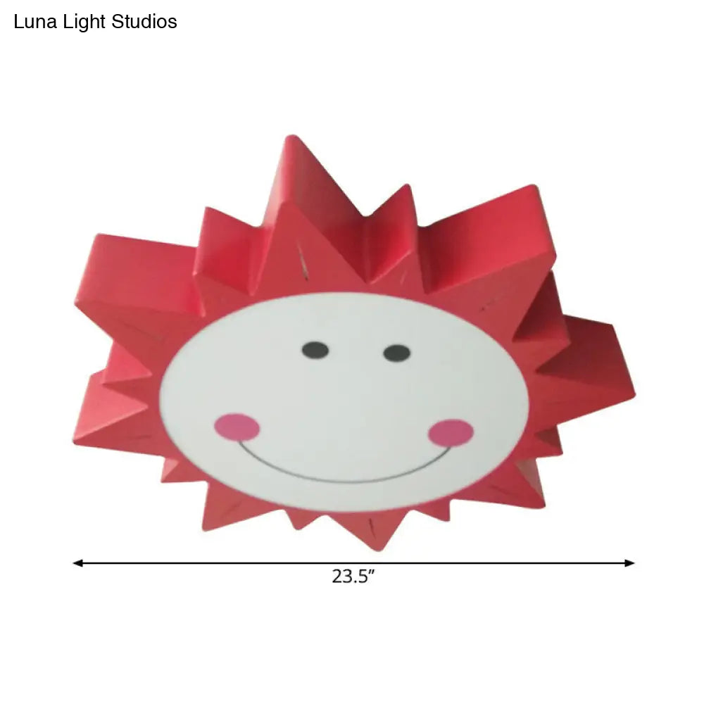 Modern Led Sun Flush Mount: Metallic Smiling Ceiling Lamp Warm/White Light