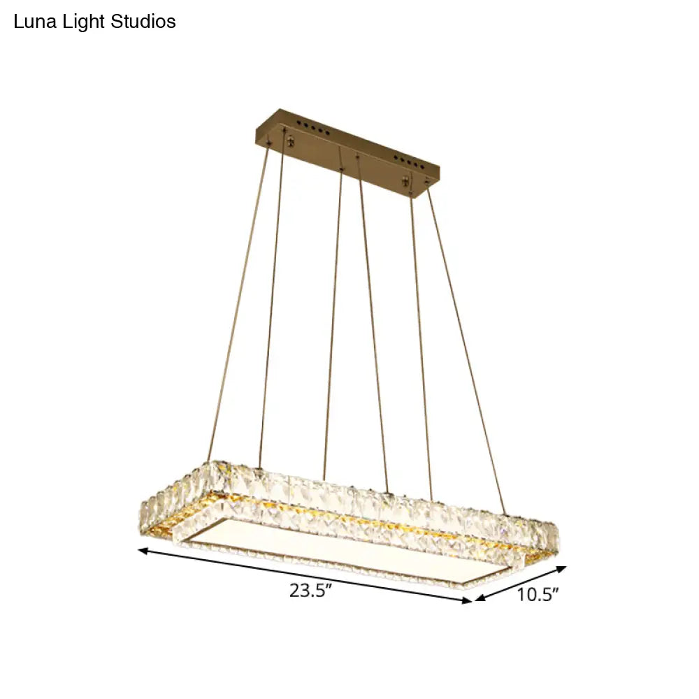 Modern Led Suspension Light: Clear Crystal Rectangle Blocks For Dinning Room & Kitchen Island