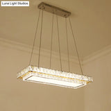 Modern Led Suspension Light: Clear Crystal Rectangle Blocks For Dinning Room & Kitchen Island