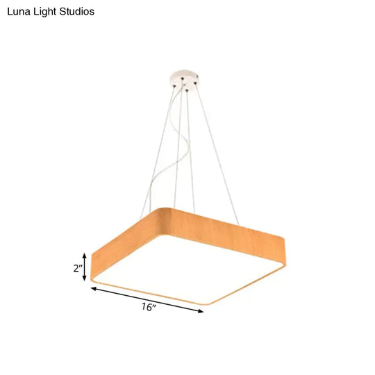 Modern Led Suspension Pendant Lamp Kit – Wooden Square Design In Various Widths