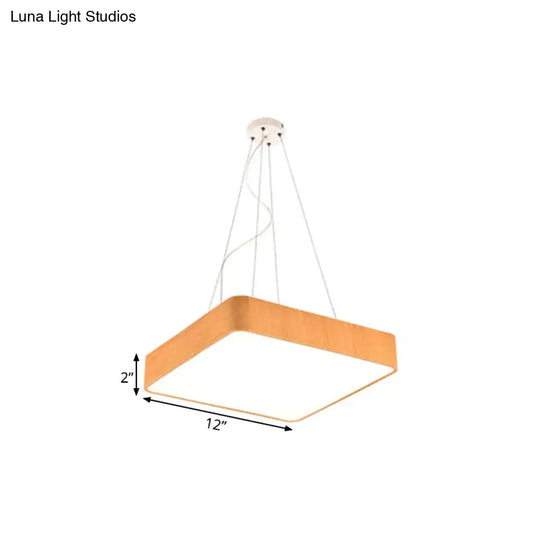 Modern Led Suspension Pendant Lamp Kit – Wooden Square Design In Various Widths