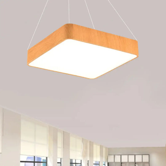 Modern Led Suspension Pendant Lamp Kit – Wooden Square Design In Various Widths