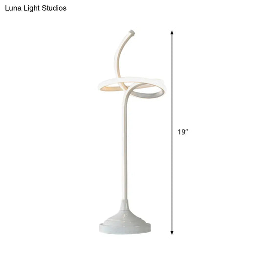 Modern Led Swirly Acrylic Night Table Lamp - White Task Lighting In Warm/White Light