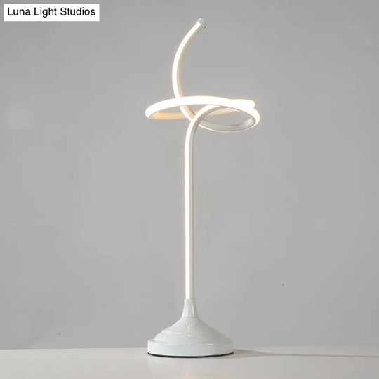 Modern Led Swirly Acrylic Night Table Lamp - White Task Lighting In Warm/White Light