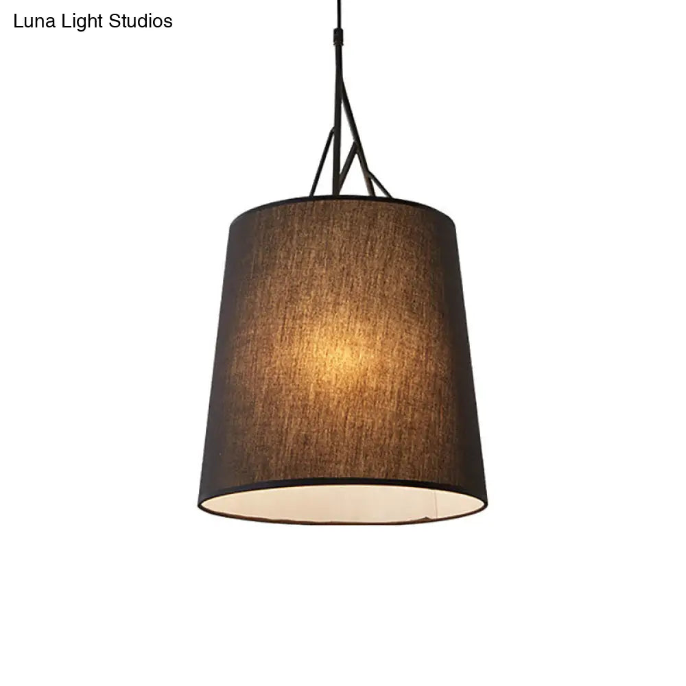 Modern Tapered Fabric Led Pendant Lamp For Living Room - Black/White