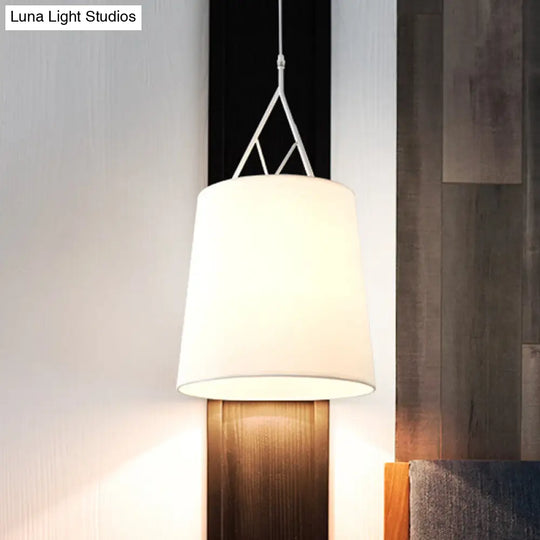 Modern Tapered Fabric Led Pendant Lamp For Living Room - Black/White White