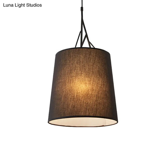 Modern Led Tapered Suspension Pendant - Black/White Fabric Hanging Lamp For Living Room