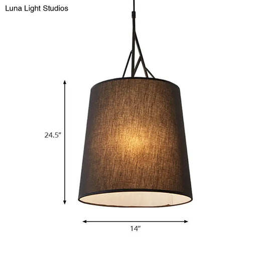 Modern Tapered Fabric Led Pendant Lamp For Living Room - Black/White