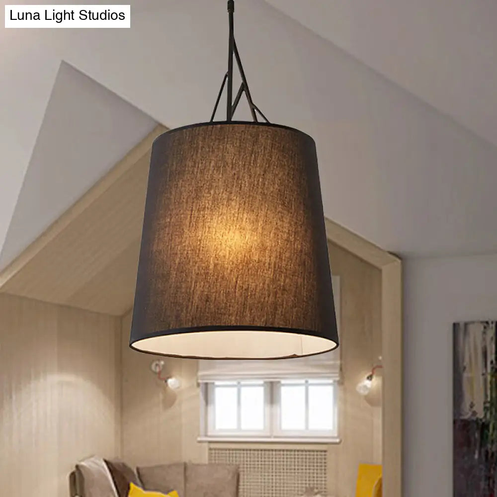 Modern Tapered Fabric Led Pendant Lamp For Living Room - Black/White Black