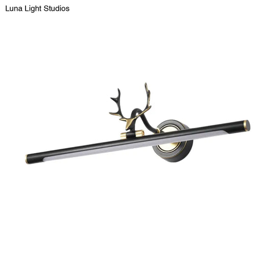 Modern Led Toilet Vanity Light With Black Antler Wall Mount And Metal Shade