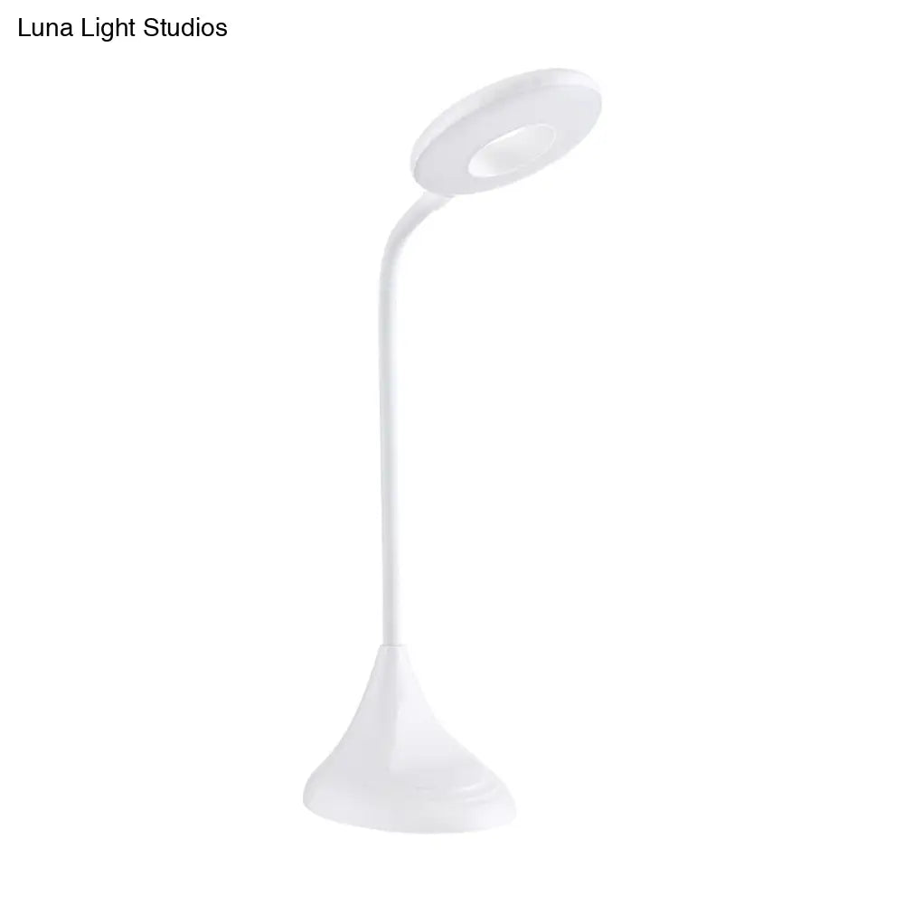 Modern Led Touch Desk Lamp - Blue/Pink/White Circular Design For Bedside Reading