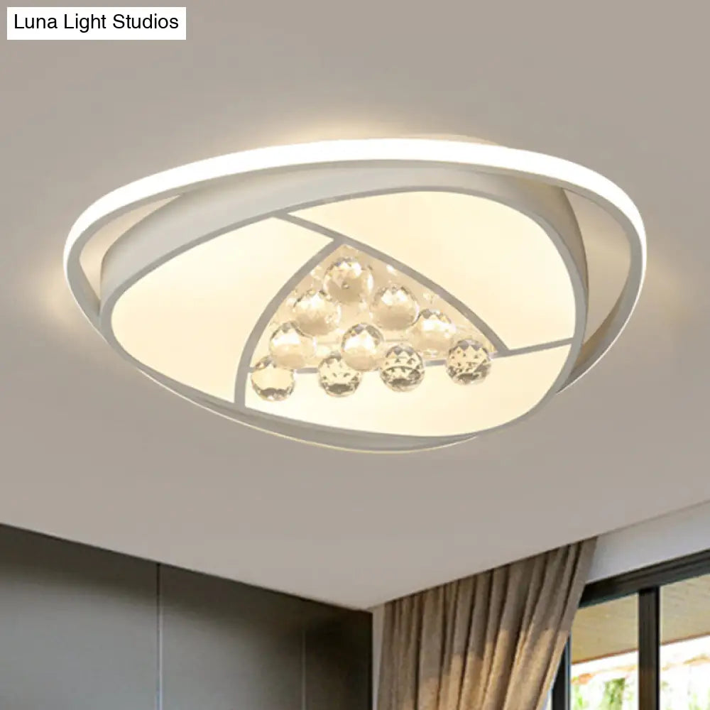 Modern Led Triangle Flush Ceiling Lamp - 16.5/20.5 Acrylic & Clear Crystal White Light / 16.5