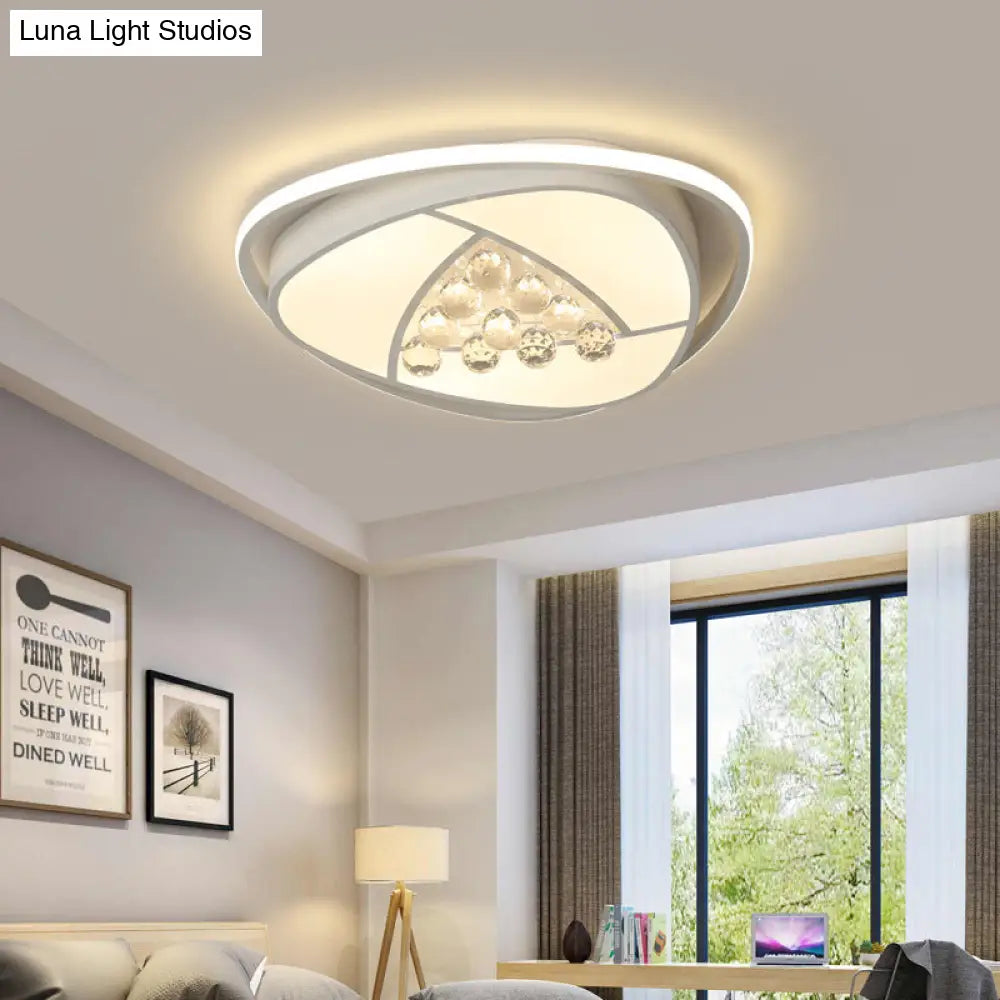 Modern Led Triangle Flush Ceiling Lamp - 16.5/20.5 Acrylic & Clear Crystal White Light